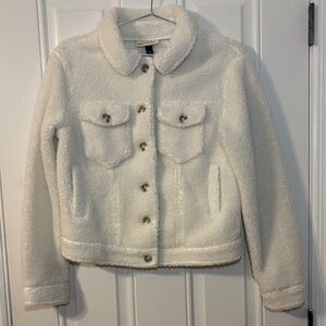 Universal Thread Cream Teddy Sherpa Button-Front Jacket